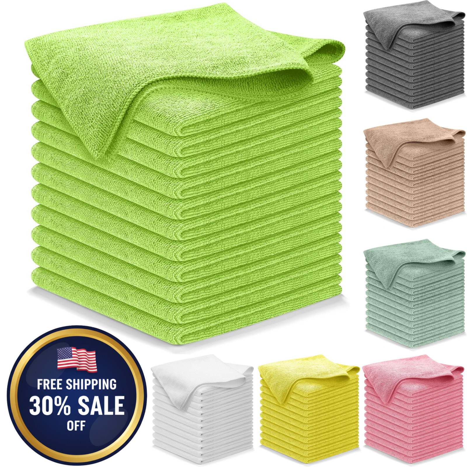 12 Pack Microfiber Cleaning Cloth Ultra Absorbent Car Wash Towels Green USA NEW!