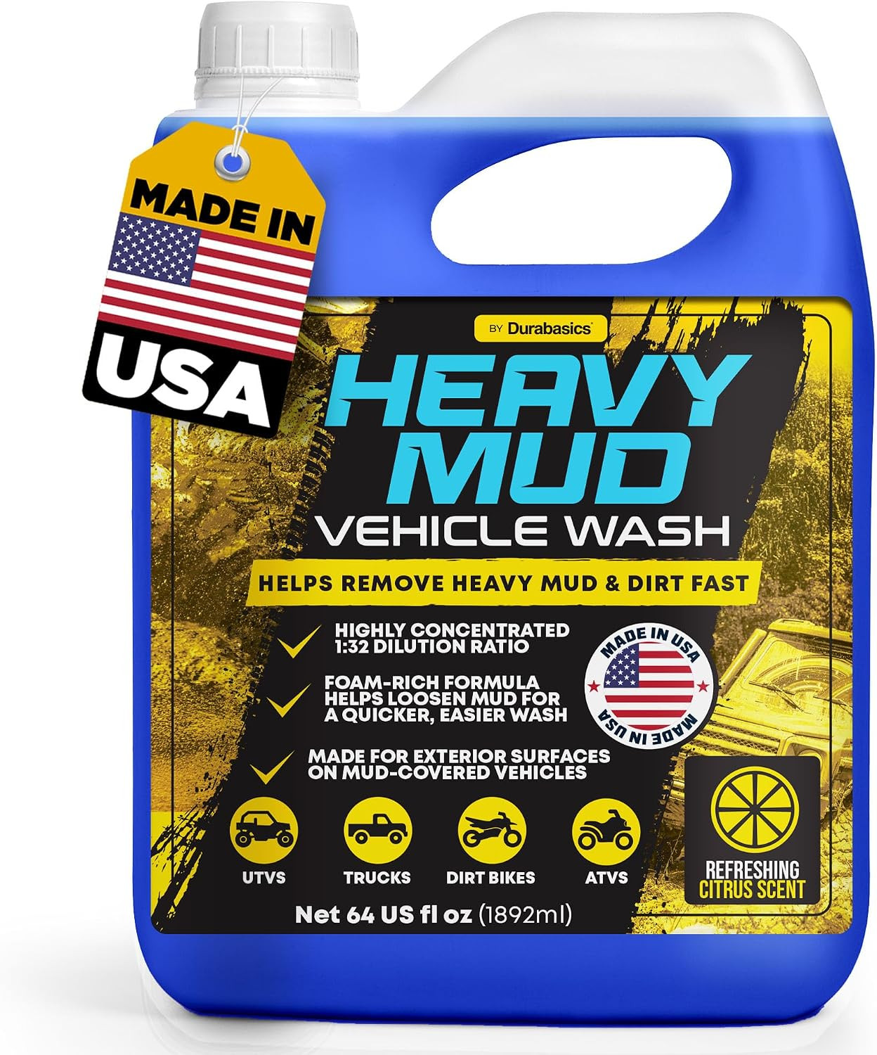 Heavy Mud Wash – Highly Concentrated 1:32 Ratio, Thick Foam Car Wash Soap & ATV