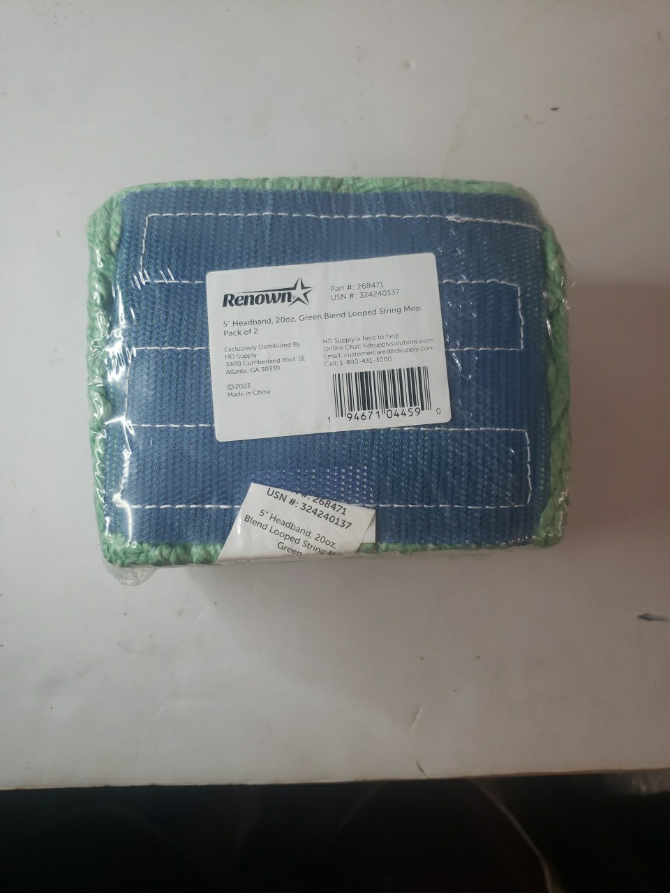 Renown 5″ Headband 20oz. Green Blend Looped String Mop Pack Of 2
