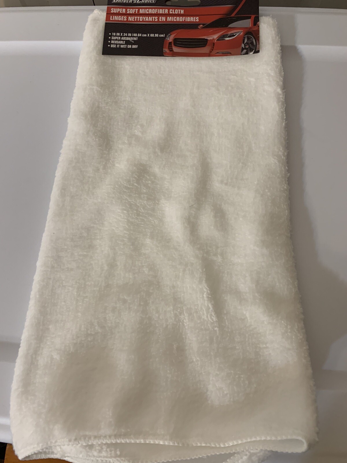 New DRIVER’S CHOICE White SUPER SOFT Reusable MICROFIBER CLOTH 24″ X 16″ CAR