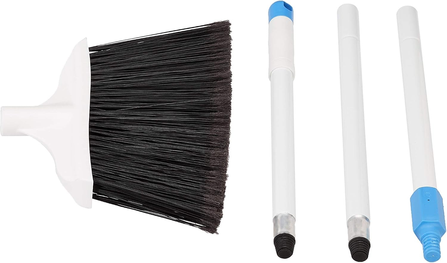 Heavy-Duty Floor Cleaning Broom with Stiff Bristles, Sturdy 3-Piece Handle, Easy