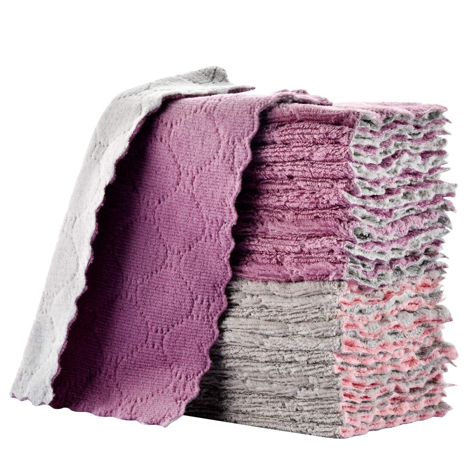 OstWony Small Reusable Cleaning Cloths,6 x 10 6×10 Inch (Pack of 15), Purple