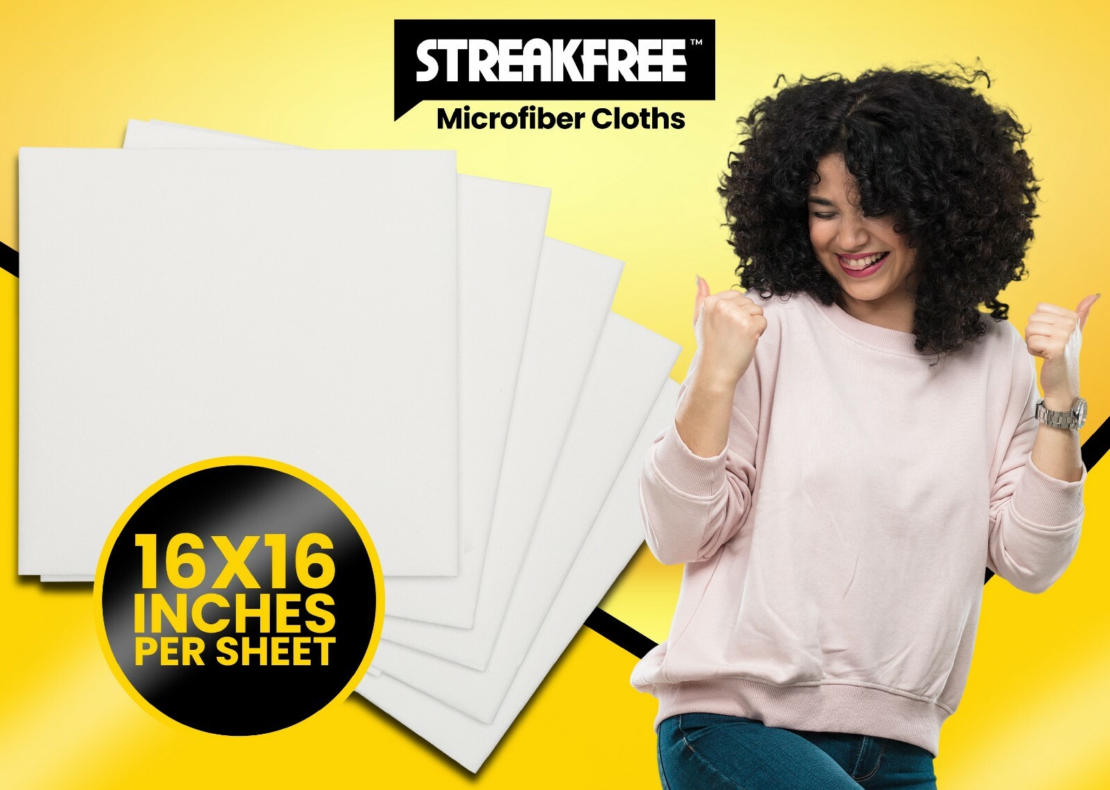 Streak Free Microfiber Cloths 5 PACK -StreakFree – Lint Free – Spot Free