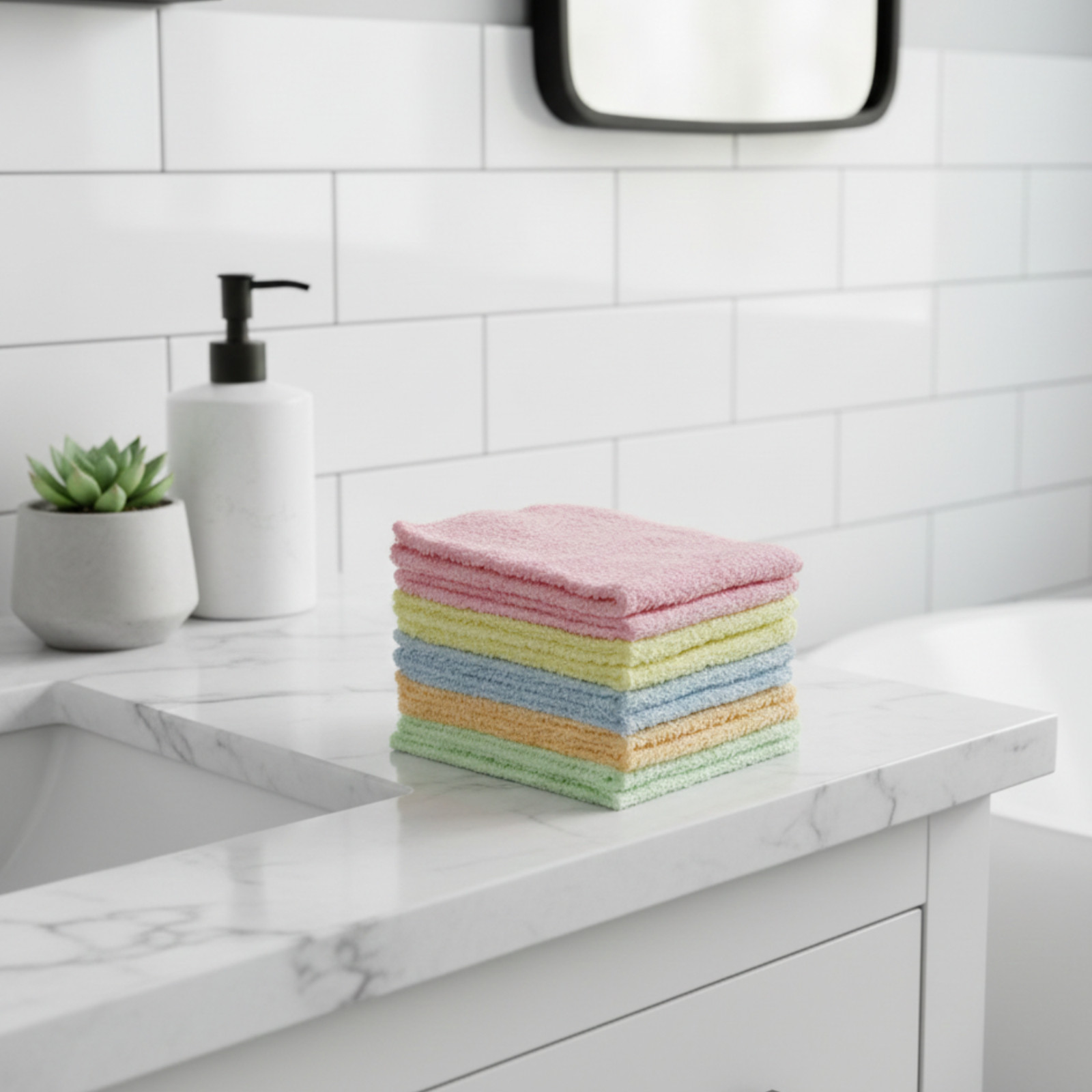 10 Pack 12×12 Cotton Washcloths High Absorbency Soft Terry Fabric | Cottonburg