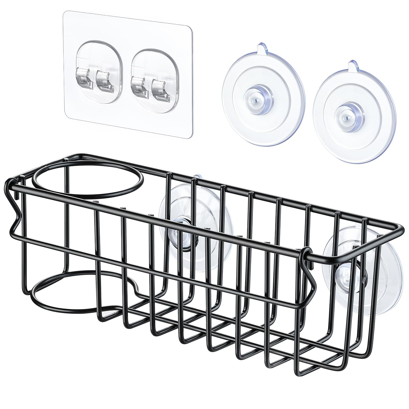 3-In-1 Sponge Holder for Kitchen Sink, 2 Type Suspension Options (Suction Cup…