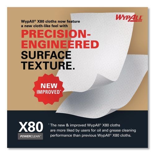 WypAll X80 Heavy Duty Cloths, Jumbo, Perforated,12.4×12.2, Red, 455 Wipers/Roll