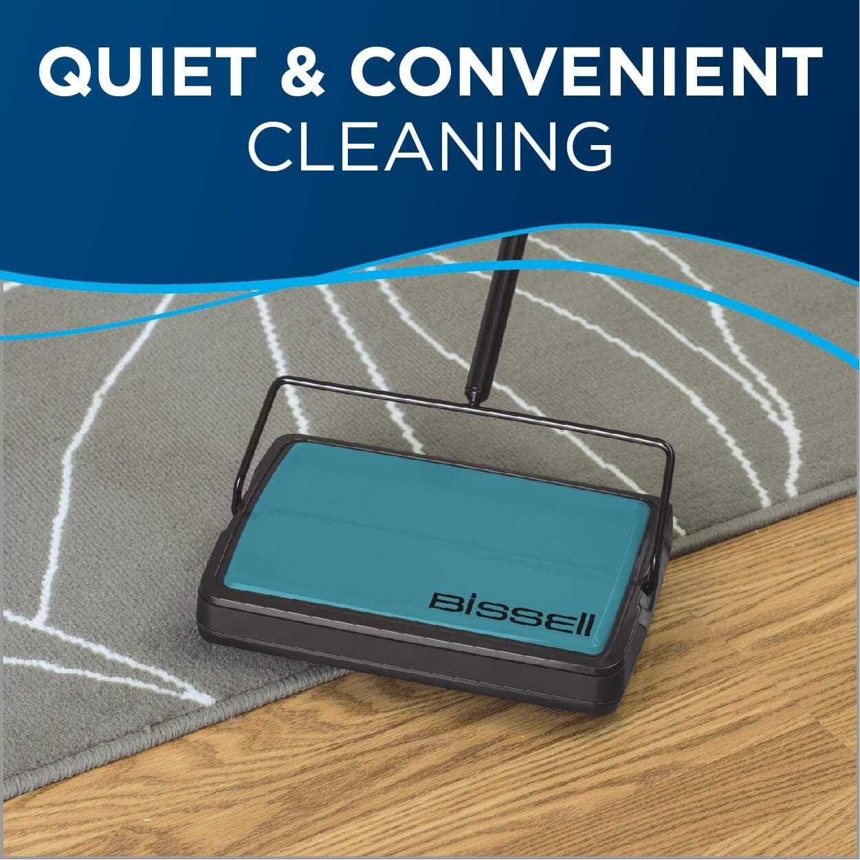 Easy Sweep Compact Carpet & Floor Sweeper, Manual Operation, Teal, 2484A