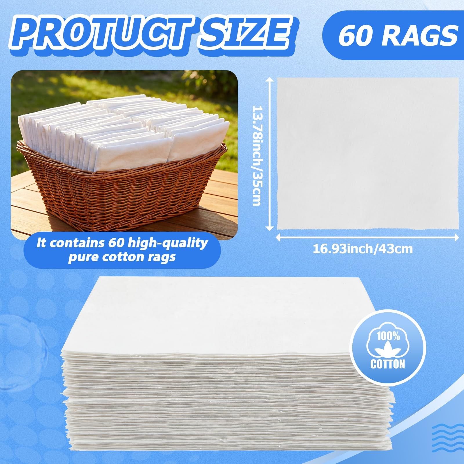 60 Pack Terry Cloth Towels for Cleaning, 14″ x 17″, 100% Cotton Washable Heav…