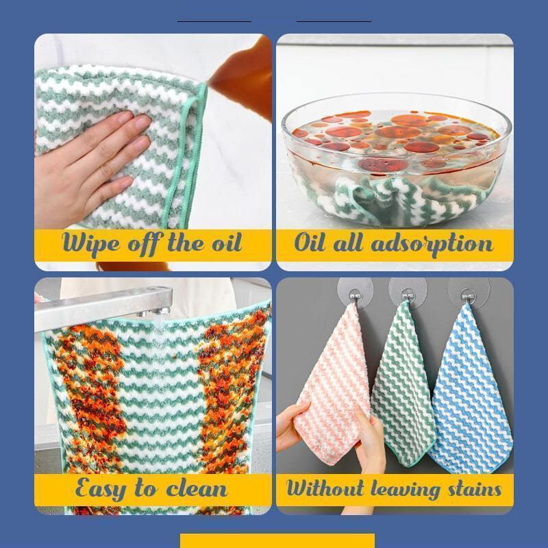 Circulatik Cleaning Rag, 5/10PCS Microfiber Cleaning Reusable Kitchen Dish Cloth