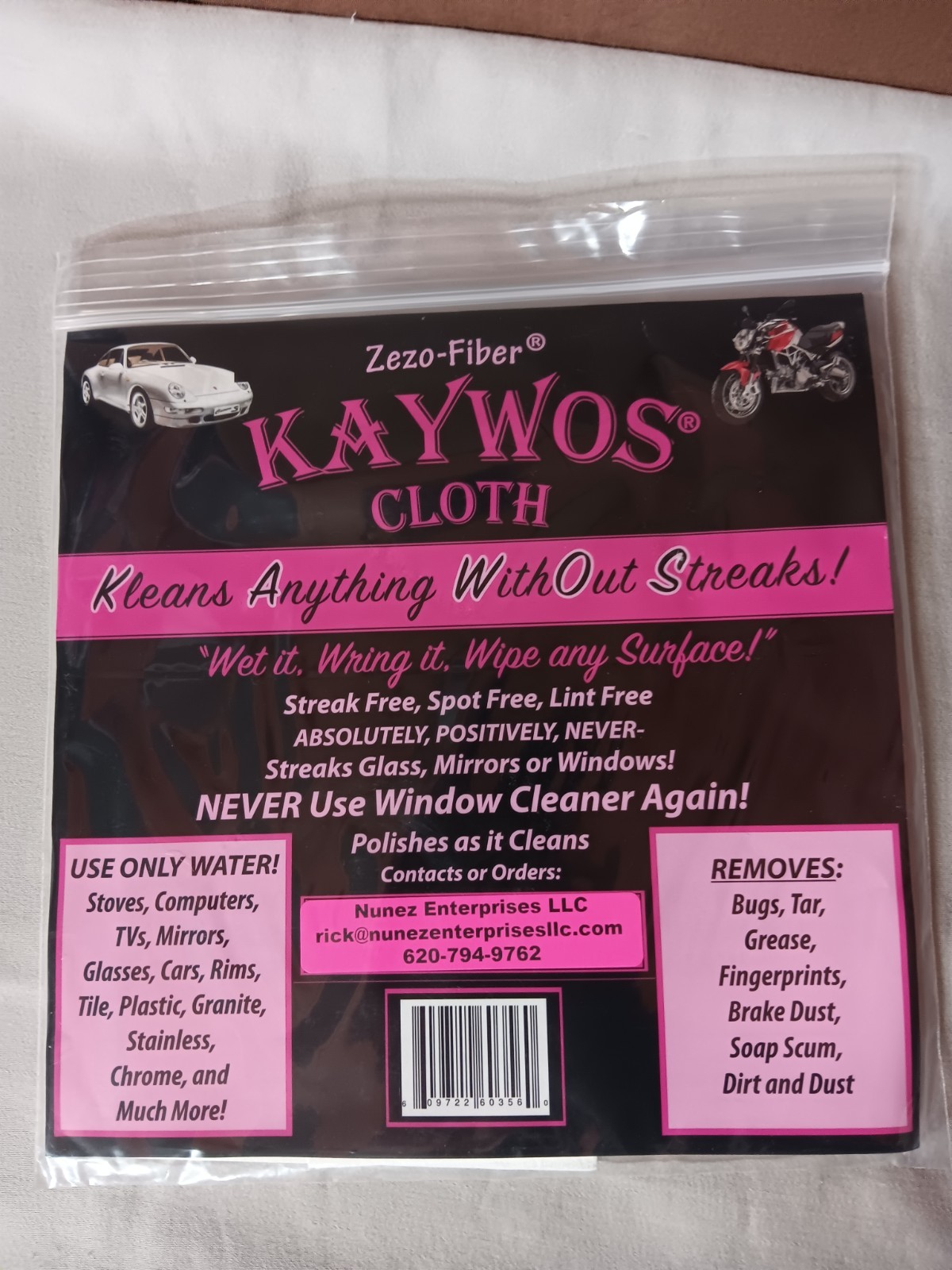 Zezo Fiber Miracle Cleaning and Polishing Cloth By Kaywos New In Package