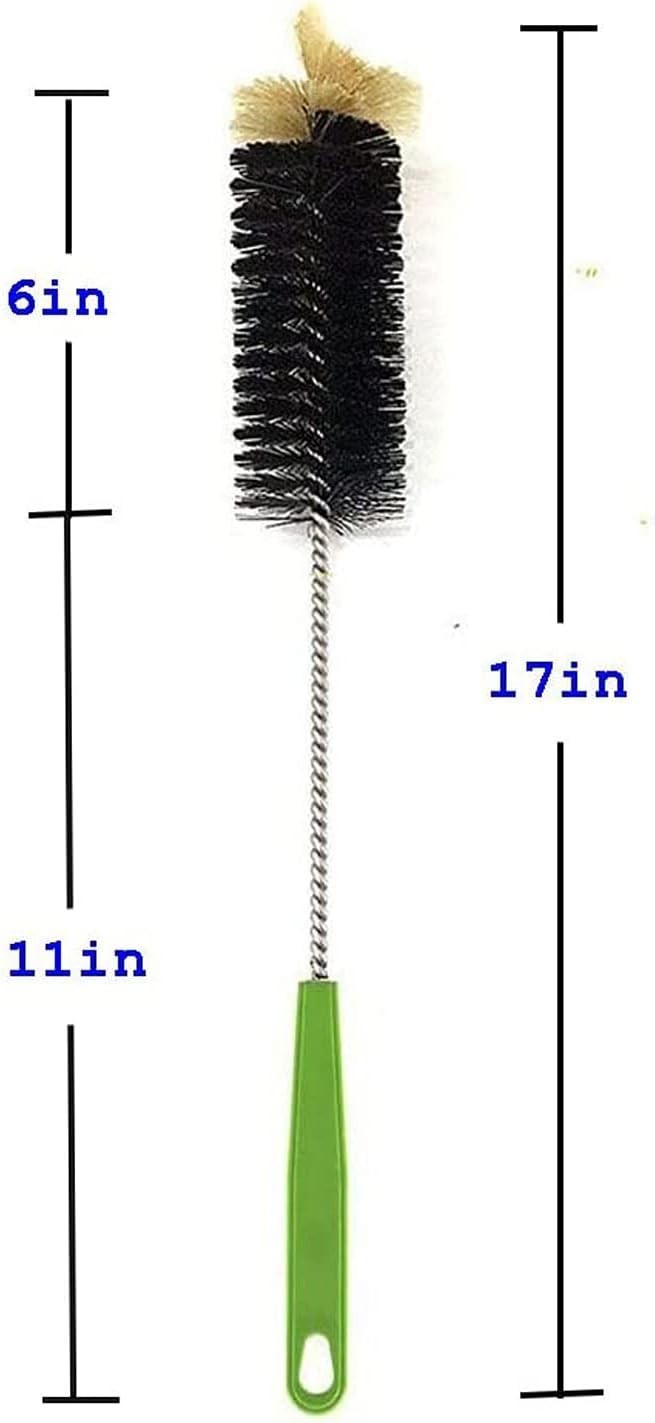 Long Bottle Cleaning Brush 17″ Extra Long Brush for Washing Narrow Black+green