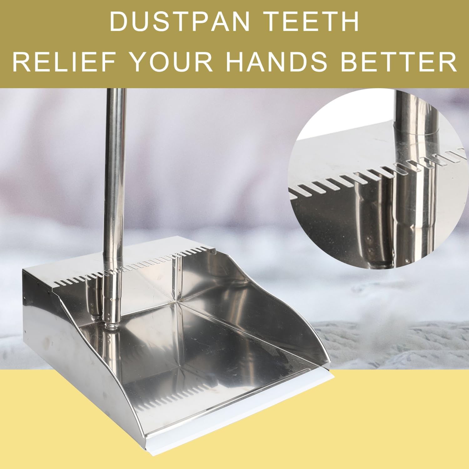 Stainless Steel Dustpan Metal Dustpan with Handle Heavy Duty Dust Pan Upright…
