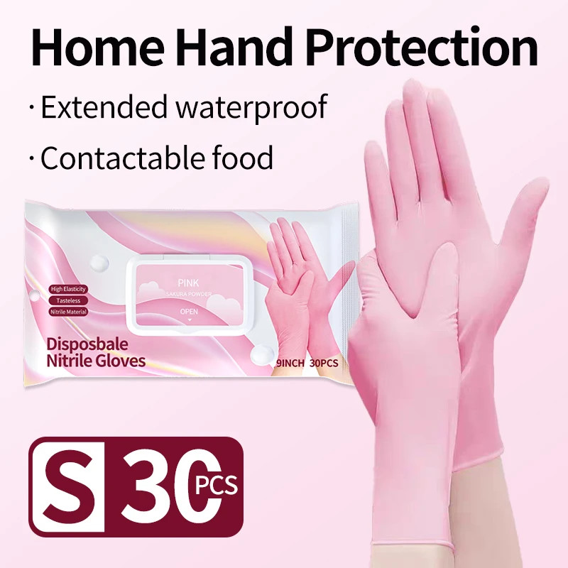 Disposable Nitrile Cleaning Gloves Latex-Free Thicken Extended Cuff Food Glove C