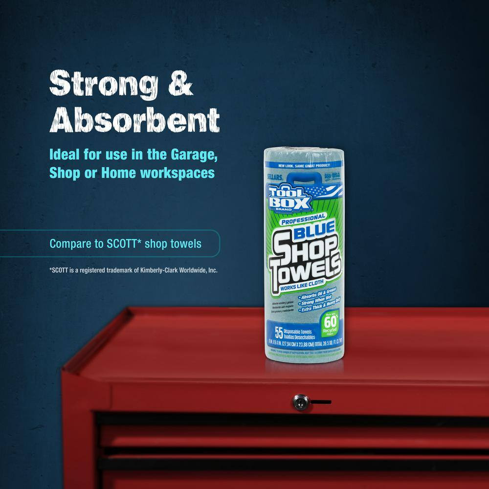 Z400 Blue 55-Count Roll of Shop Towel Cleaning Wipes