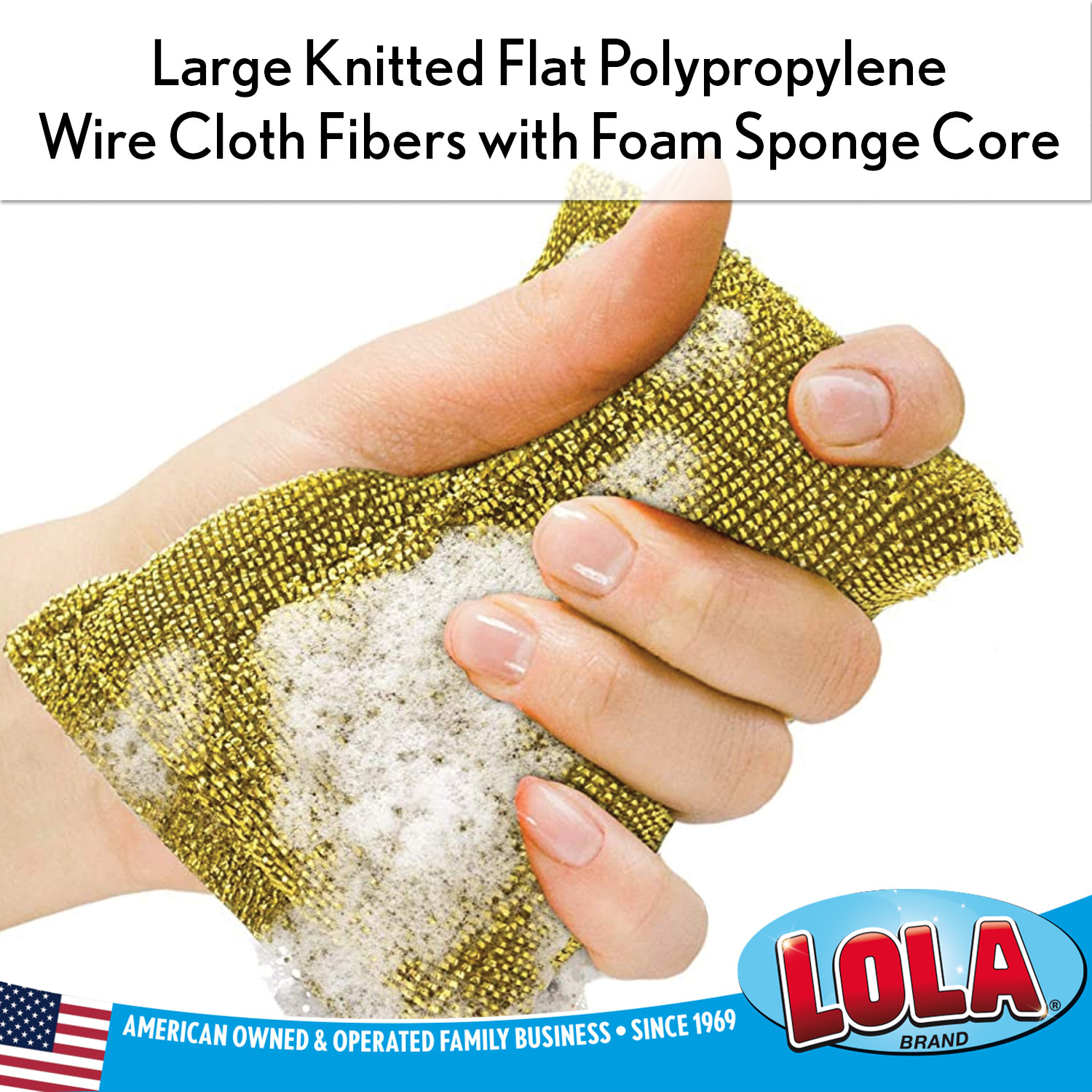Wonder Non-Scratch Scouring Pad by LOLA – Knitted Fibers w/Foam Sponge