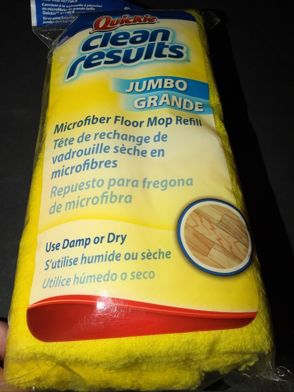 Quickie Clean Results Jumbo Microfiber Floor Mop Refill Cleans Tile Wood Vinyl
