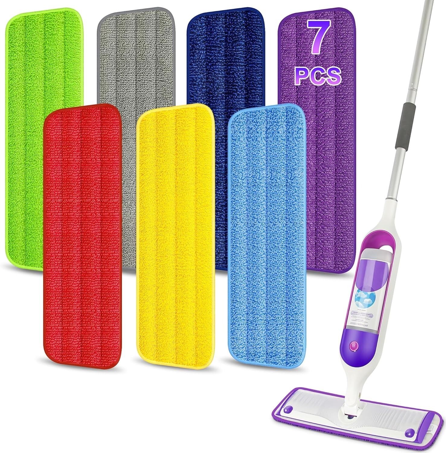 7 Pack Reusable Mop Pads for Swiffer PowerMop -MEXERRIS Multicolor PowerMop Pads