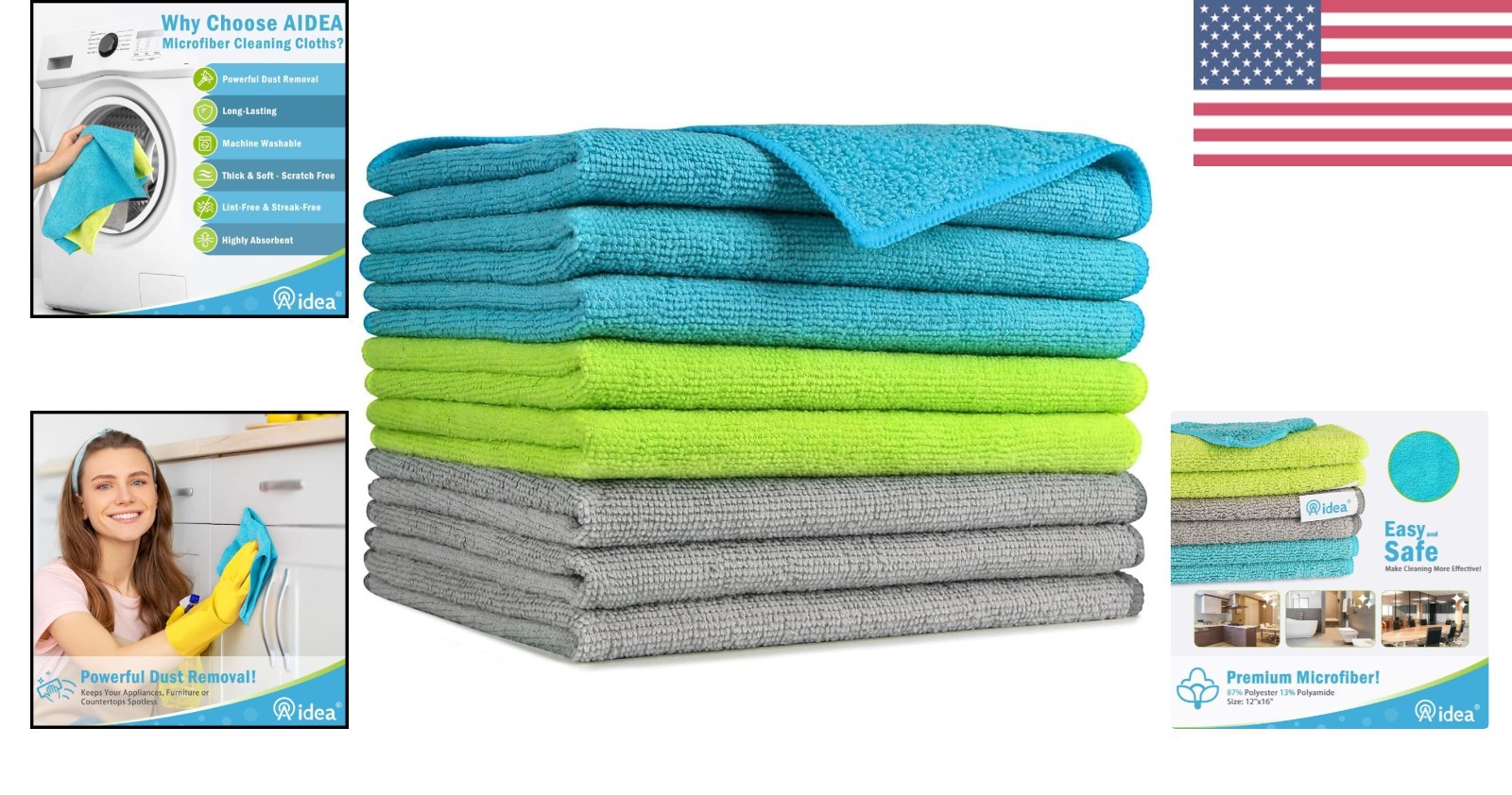 High-Quality 8PK Microfiber Cleaning Cloths – Streak-Free & Non-Abrasive