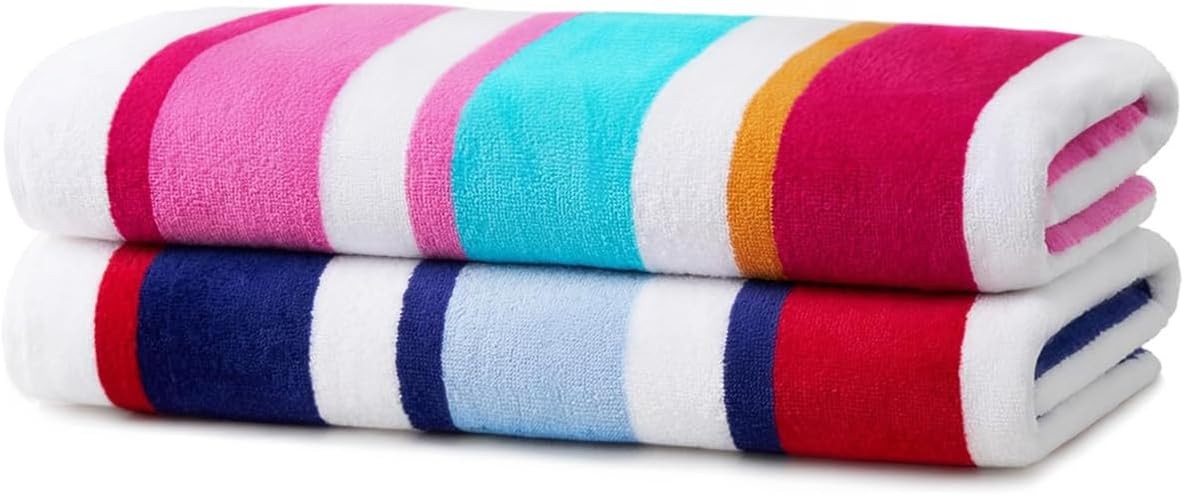 Kaufman – Joey Velour Colored Classic Multi-Color Stripe Beach & Pool Towel –