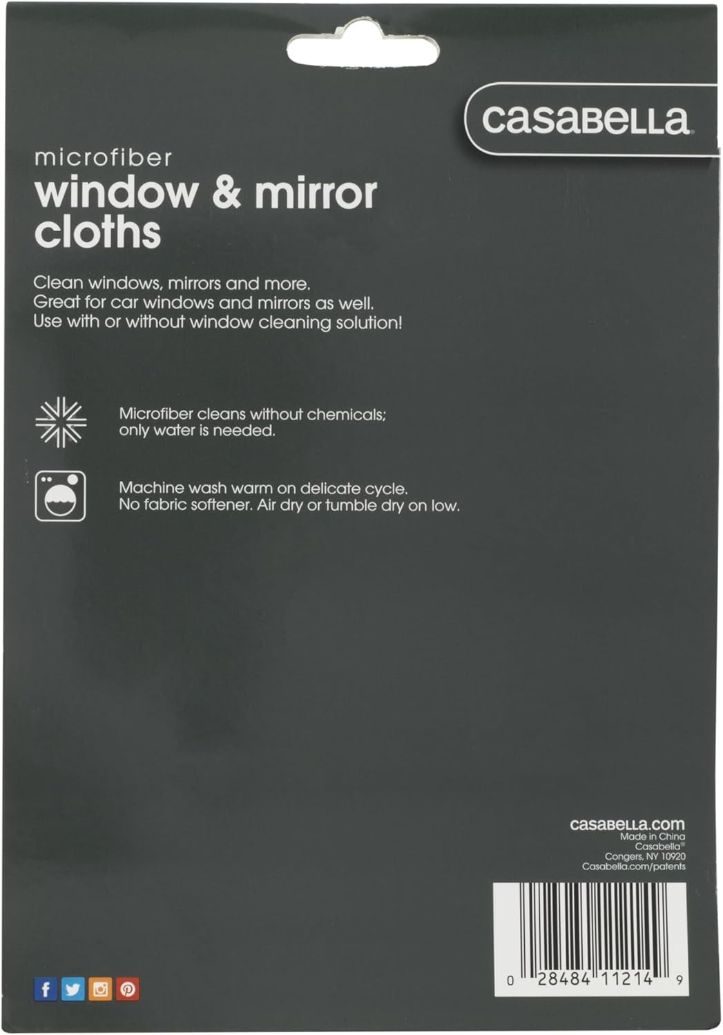 Casabella Lint Free Microfiber Cleaning Cloths 12X14 Set Of 2 For Glass Mirrors