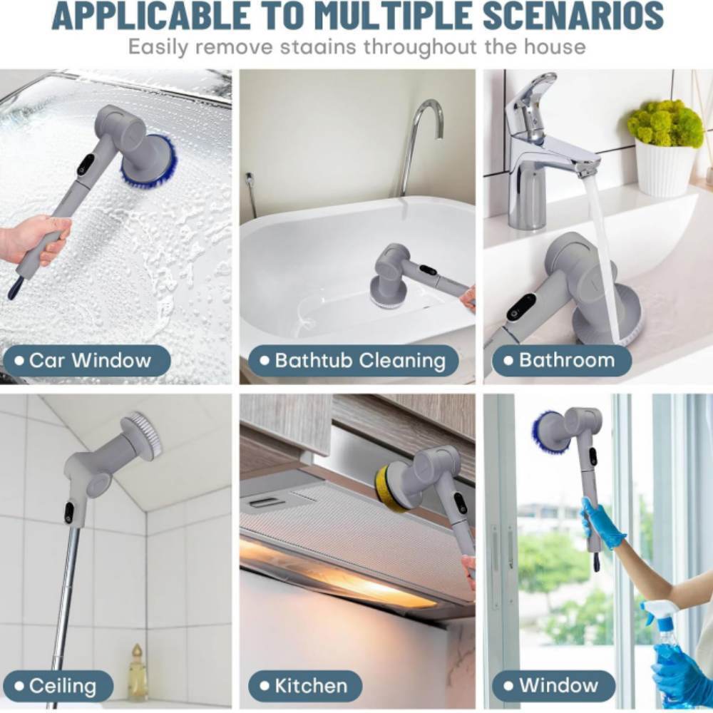 8 in 1 Electric Spin Scrubber Cordless Cleaning Brush Hard Floor / Bathroom Mop