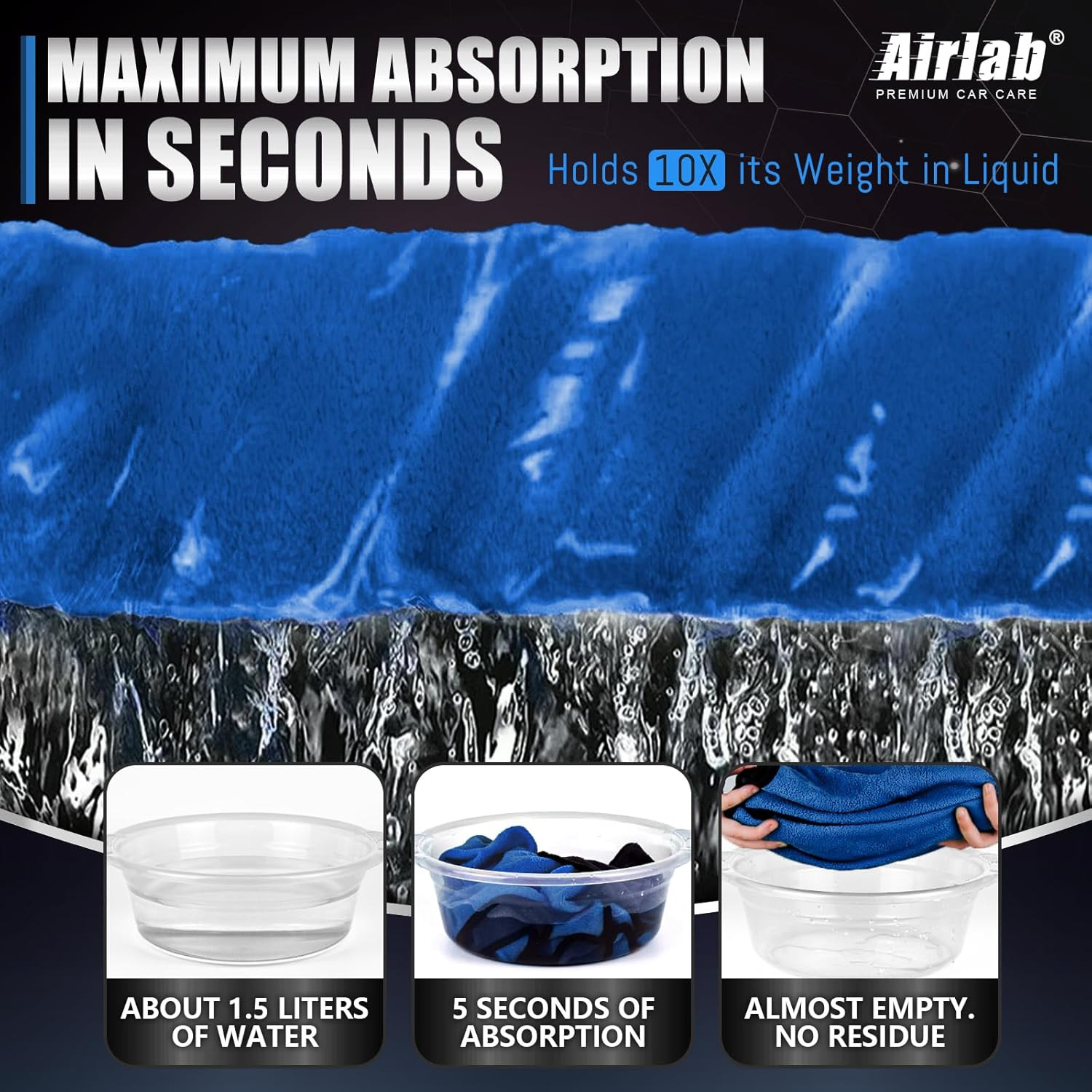 Toalla de Microfibra para Autos 35×24 Pulgadas Super Absorbente 500 GSM