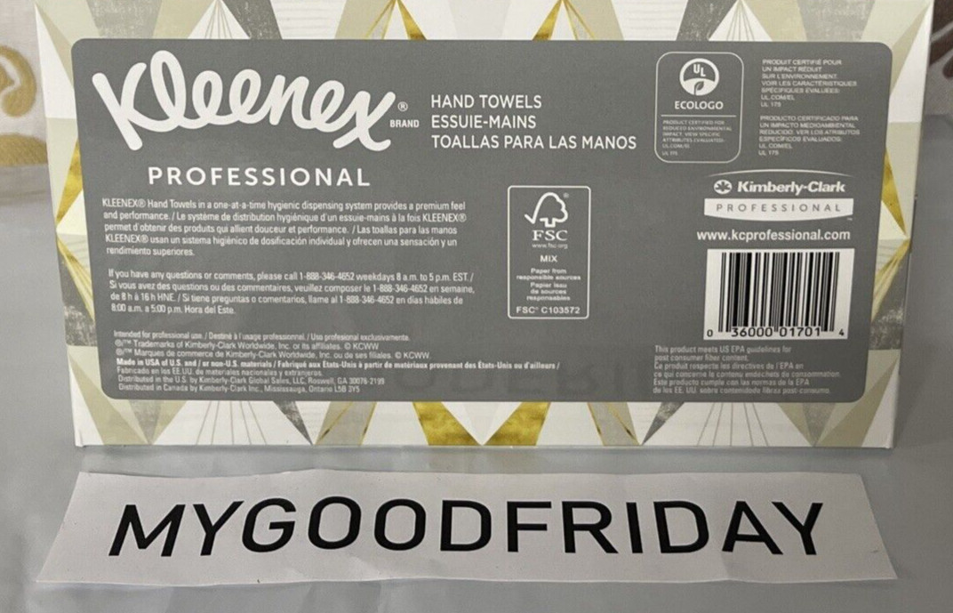 Professional Kleenex 1-Ply Towels – 120 Towels per Box [Set of 2] 240 Total
