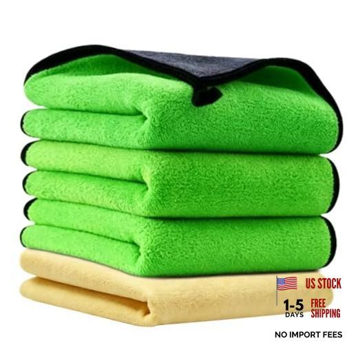 Green Microfiber Cleaning Cloth Kit – 4PCS Car Washing Cloths