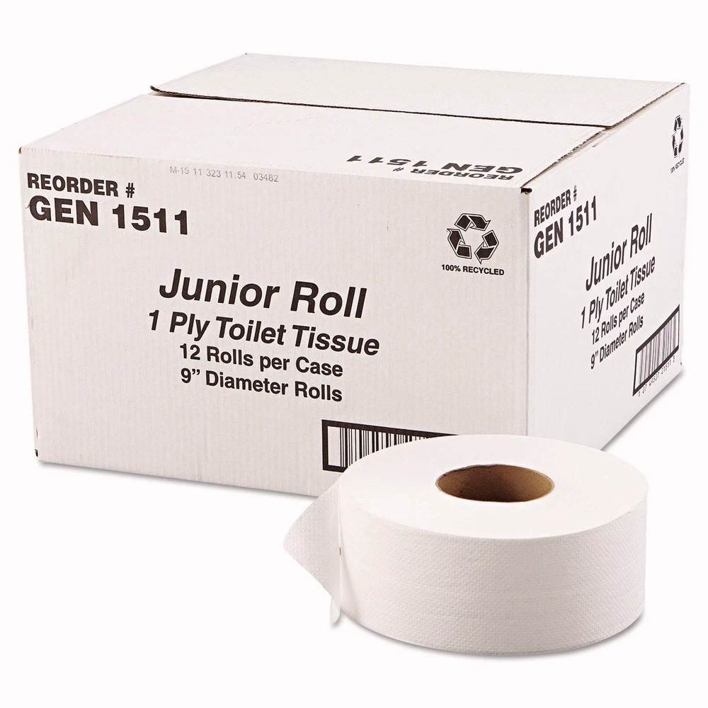 GEN 1511 3.3 in. x 1200 ft. 1-Ply JRT Jumbo Bath Tissue – White (12/Carton) New