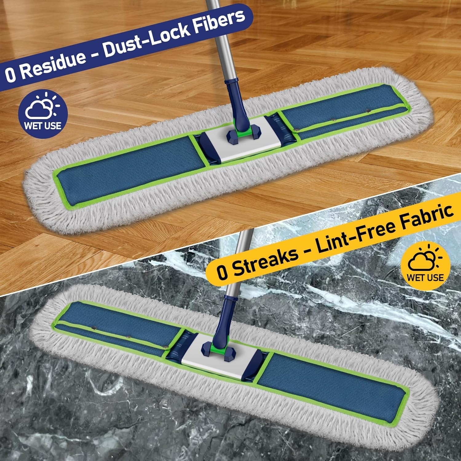 41″ Commercial Dust Mop: Large Push Broom Wide Industrial Heavy Duty Hardwood…