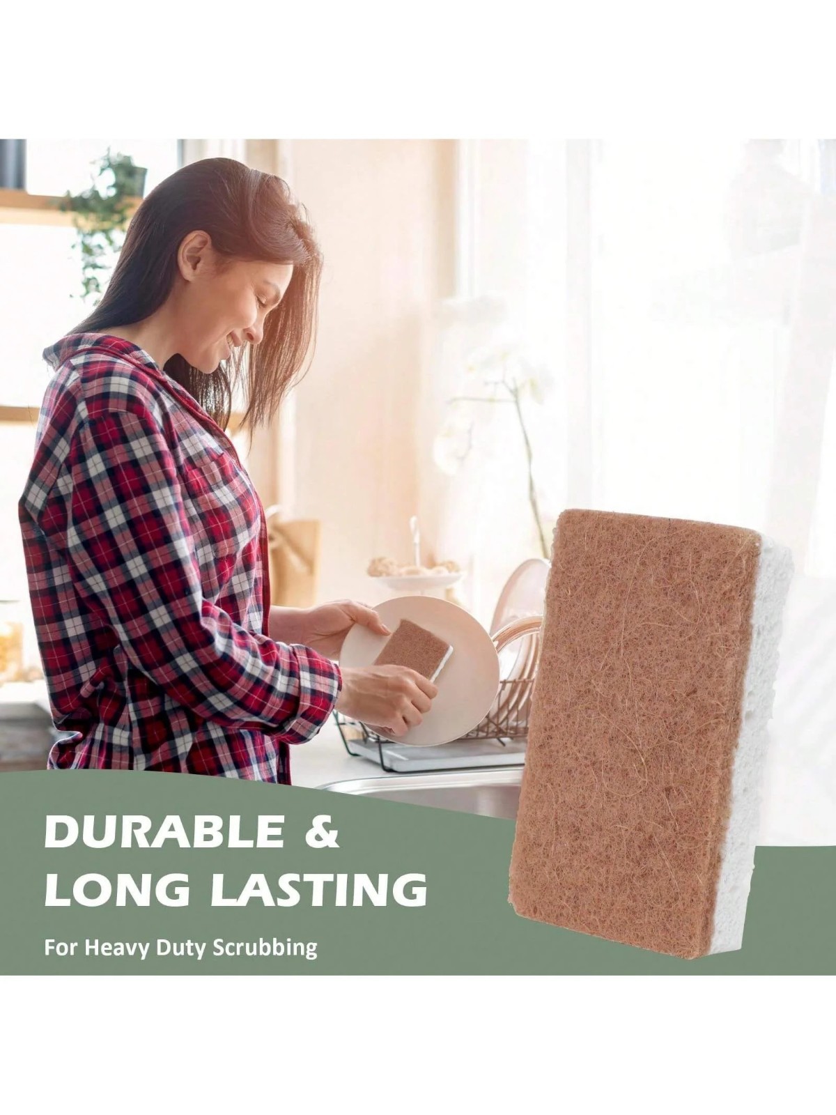 3/6 Pack Biodegradable Cellulose Coconut Scrubbing Sponges Eco Kitchen Cleaning