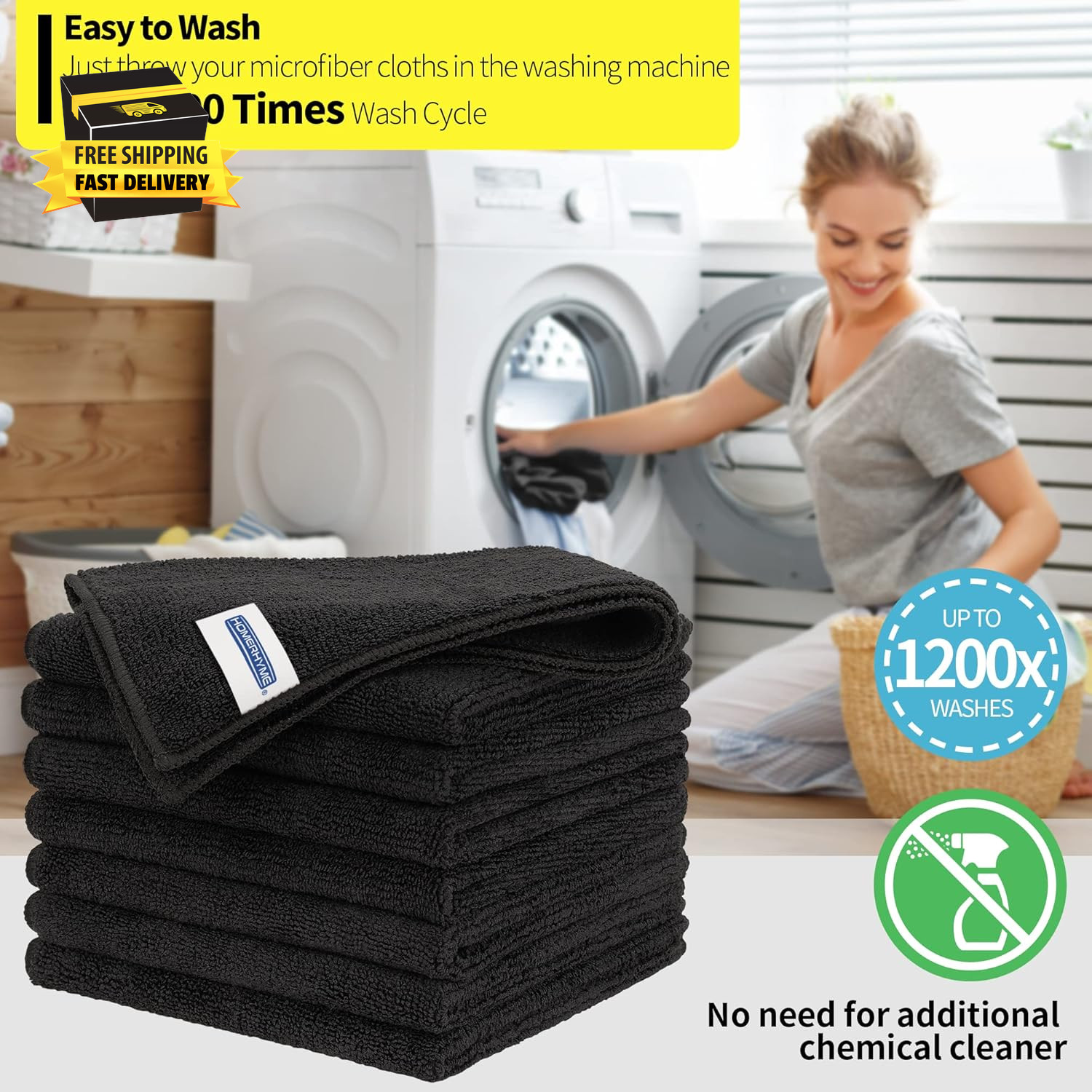 Premium Microfiber Cleaning Cloth, 8 Pack, 12.6″ X 12.6″ Cleaning Towels, Lint-F