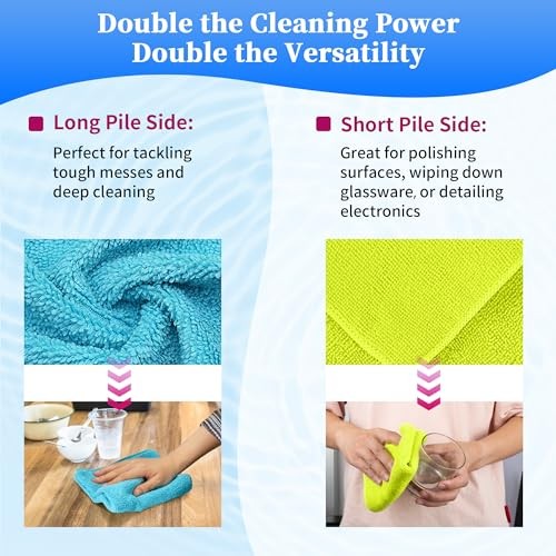 Microfiber Cleaning Cloth – Pack of 24, Multi 24pk 3 Colors Assorted