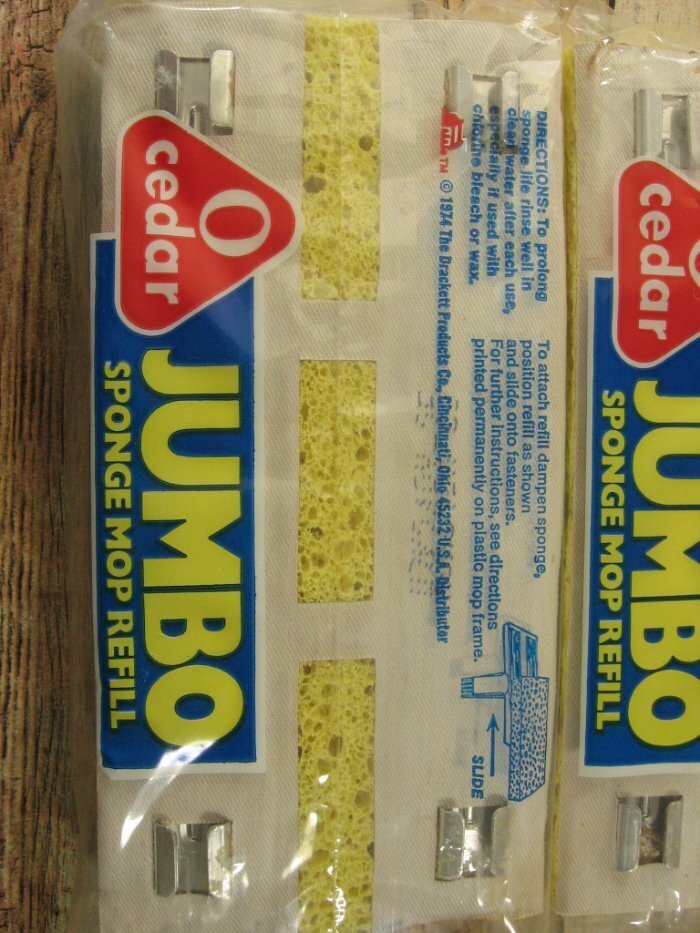 Vintage Ocedar JUMBO Sponge Mop Refill Lot NOS 8 x 3.75 in Qty 2 Rare HTF
