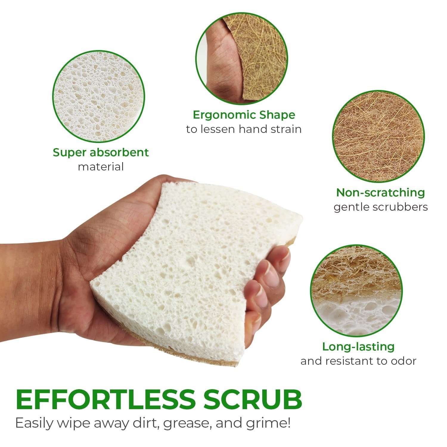AIRNEX 18 Pack Biodegradable Natural Kitchen Sponge – Compostable Cellulose a…