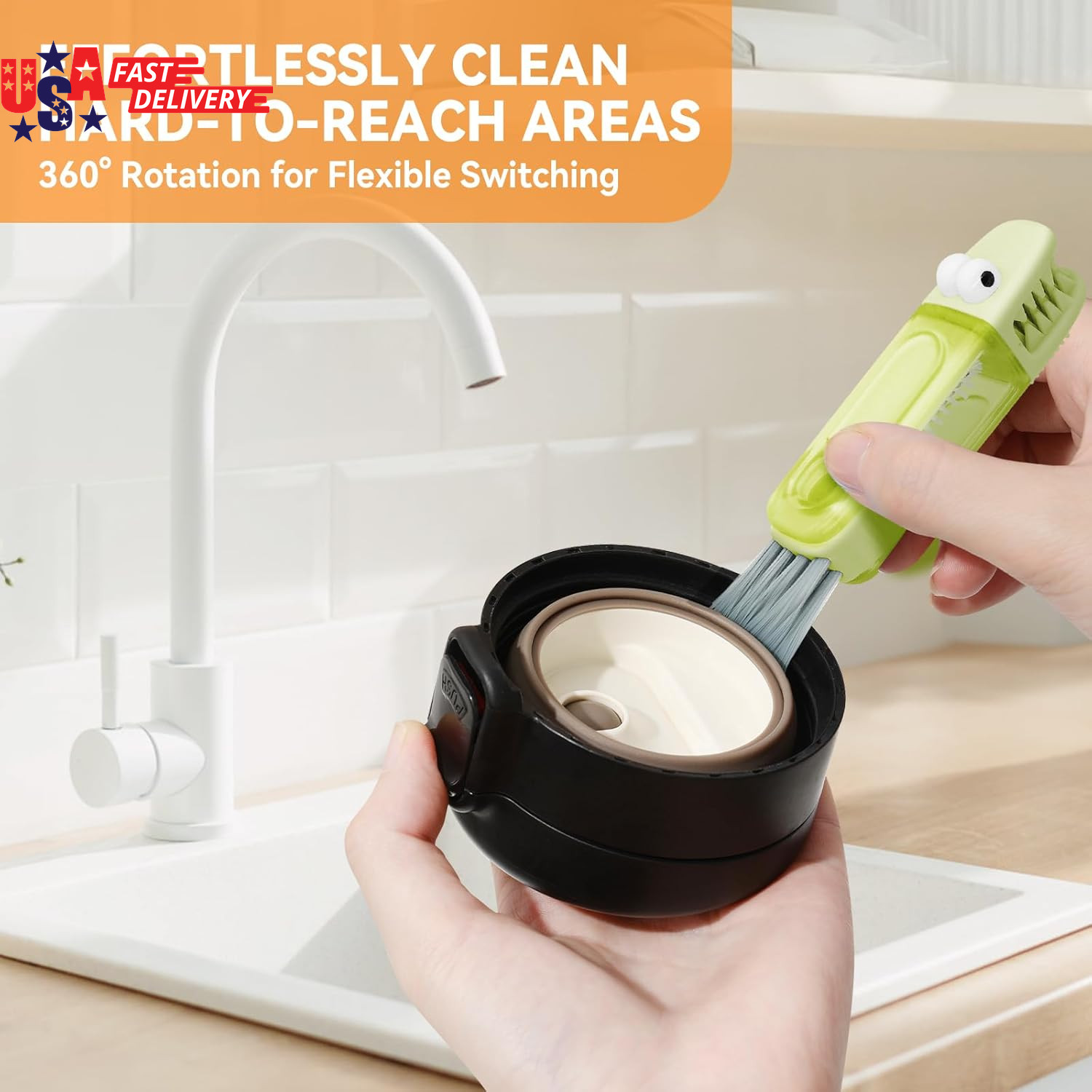 3 in 1 Cup Lid Gap Cleaning Brush Set, Multifunctional Bottle Cleaning Brush, Si