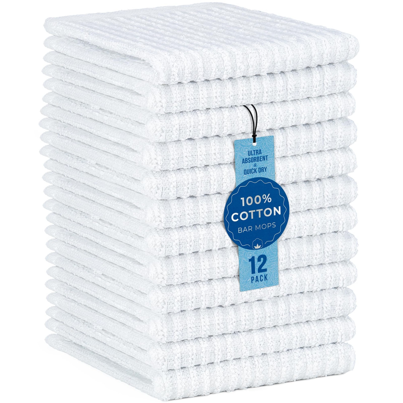 12 Pack 100% Cotton Kitchen Towels for Cleaning, 12 x 12 inch, Ultra Absorben…