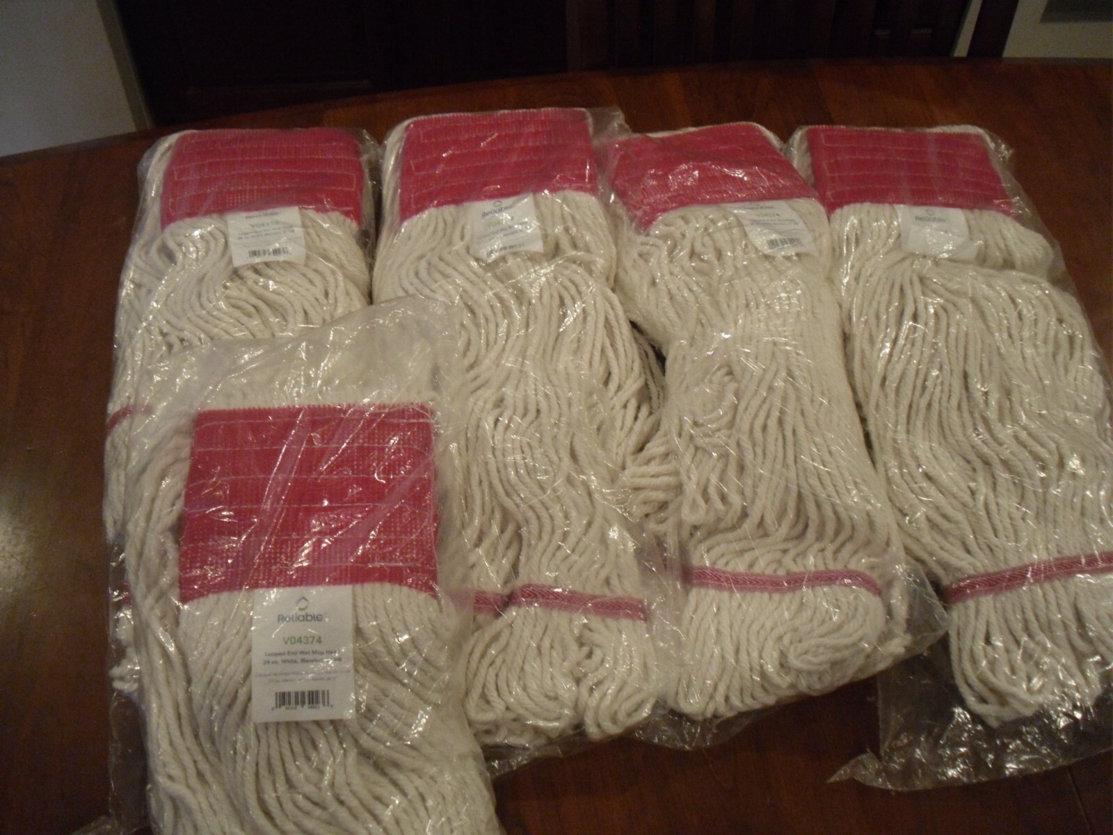 5 – 24 oz Mop Head Replacement Cotton Blend Loop End wet Mop Head with 5” Band