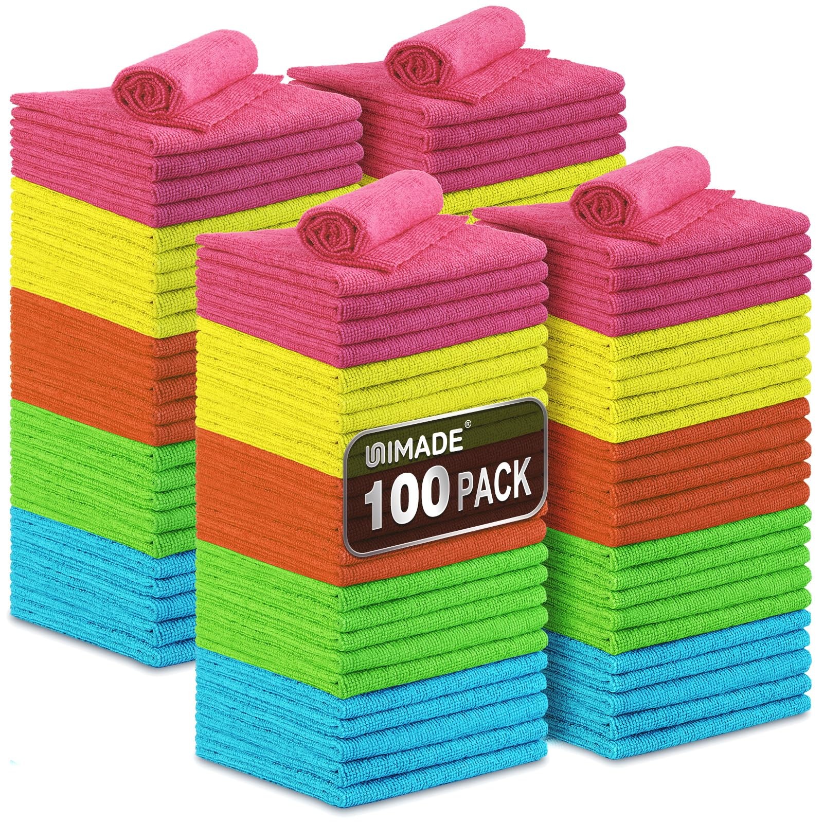 100PK Microfiber Cleaning Cloths for Automotive, Garage, and Restaurant Use
