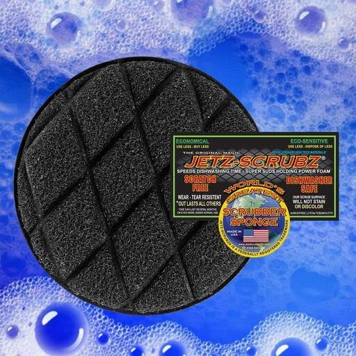 Jetz-Scrubz BEE-ZZZ Kitchen Scrubber Sponges, Round 4.5″ Made in USA (Pack of 6)
