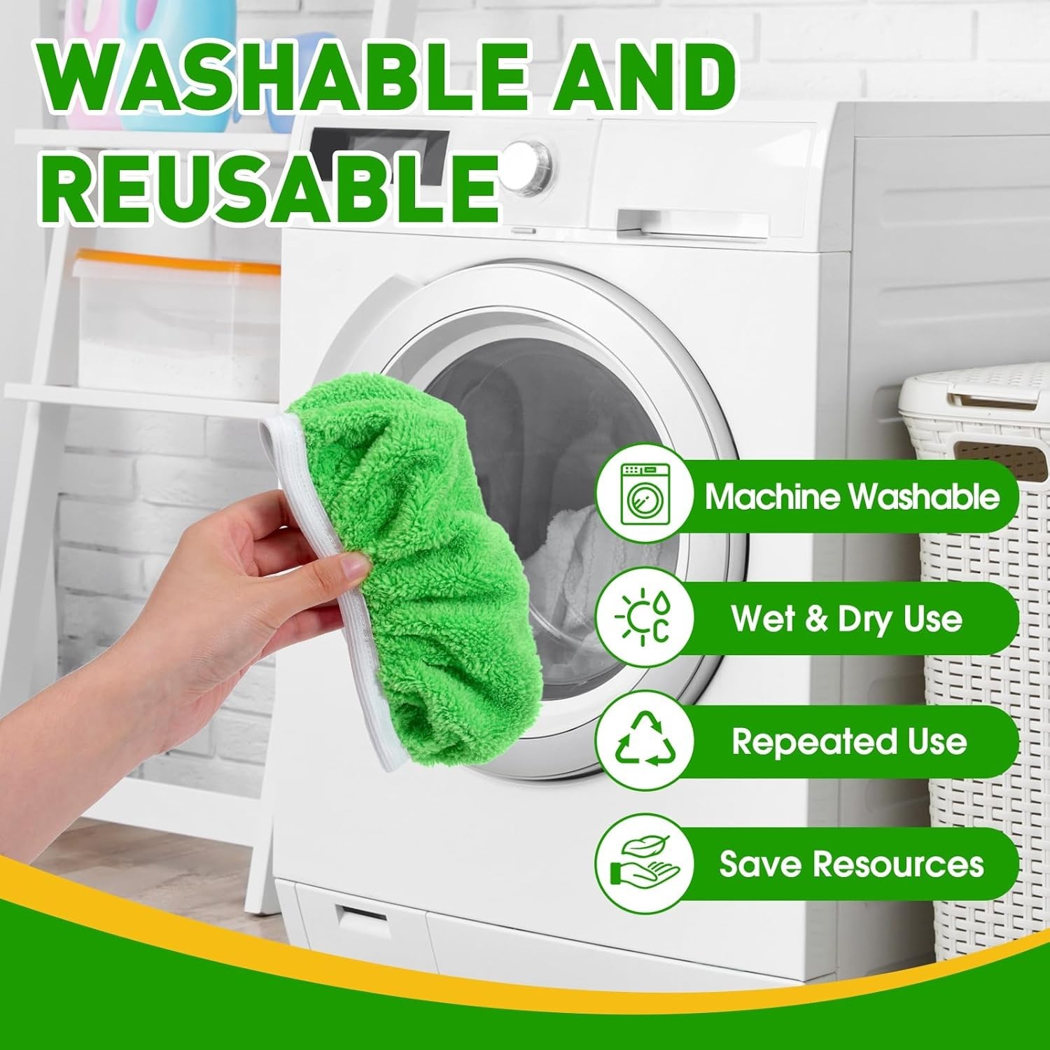 12-Pack Reusable Microfiber Mop Pads for 10-Inch Mops – Eco-Friendly Cleaning