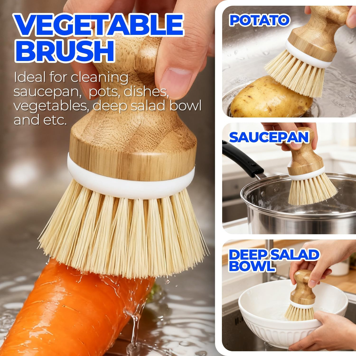 6-Pack Dish Brush Set with Bottle and Straw Brushes, Yellow