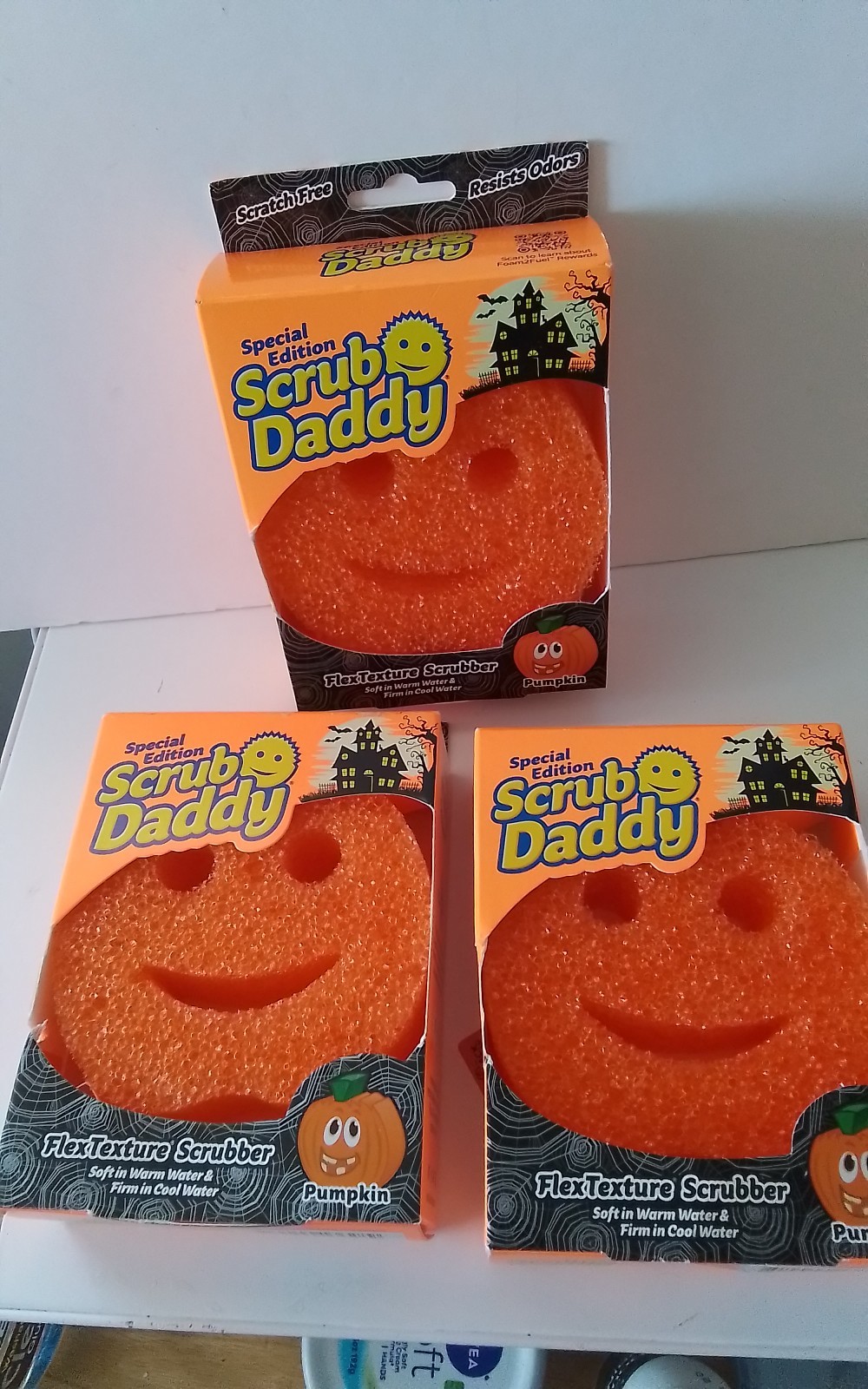 3 Count Scrub Daddy Pumpkin Orange Flex Texture Scrubber