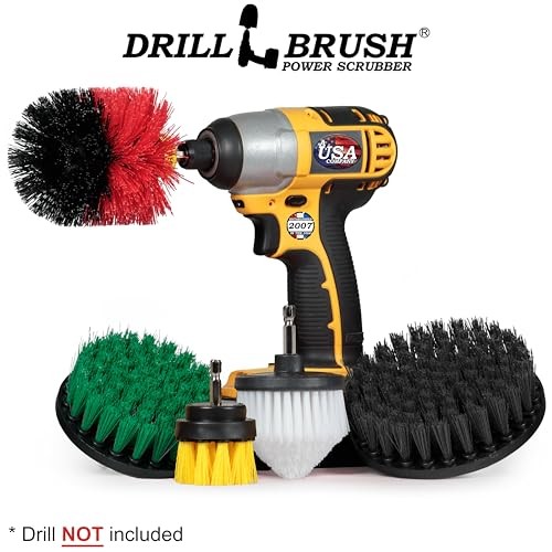 Multipurpose Cleaning Brush Set – Drill Brush White, Yellow, Green, Red, Black