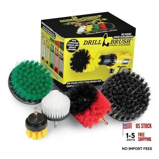 Multipurpose Cleaning Brush Set – Drill Brush White, Yellow, Green, Red, Black
