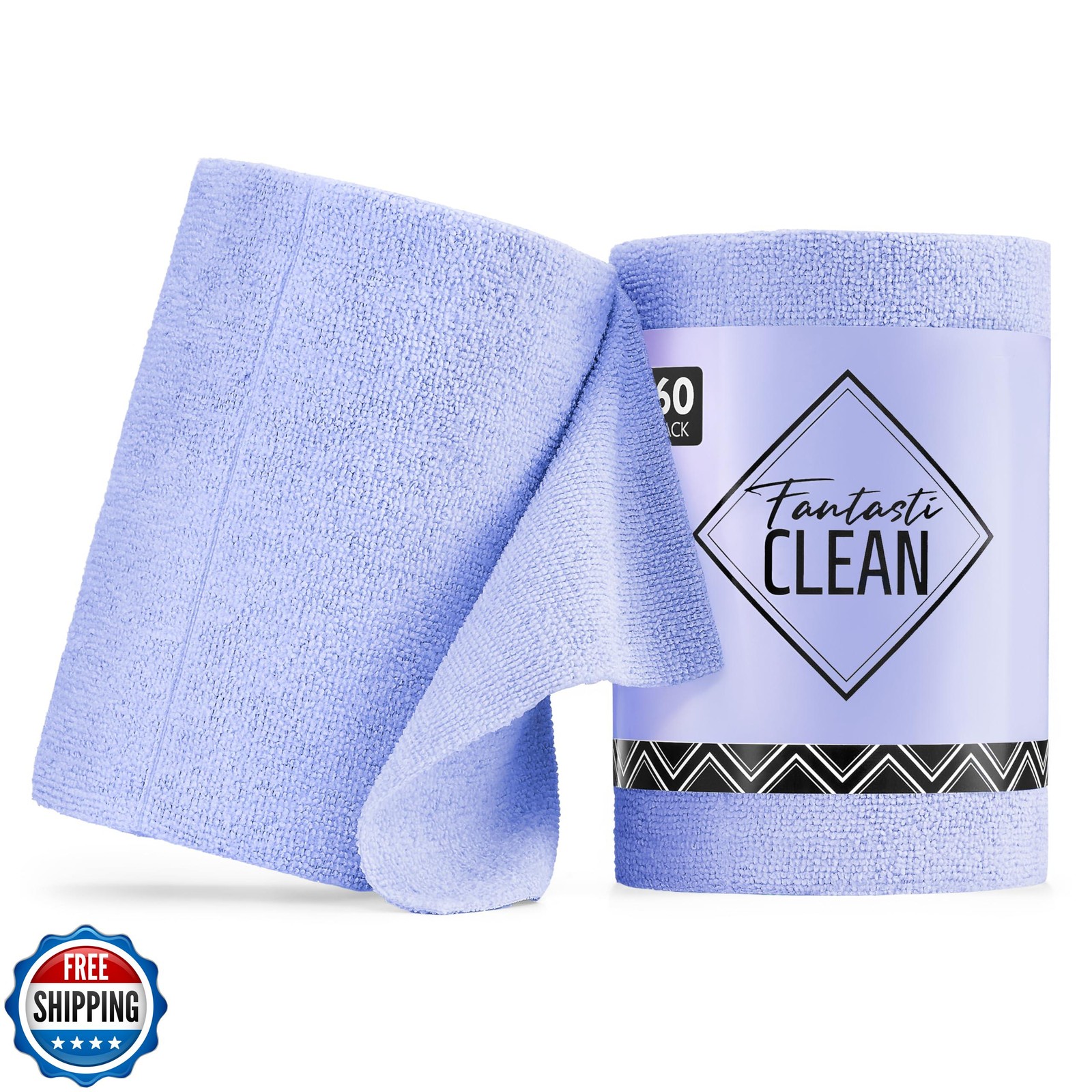 Fantasticlean Microfiber Cleaning Cloth Roll -60 Pack, Tear Away Paperless To