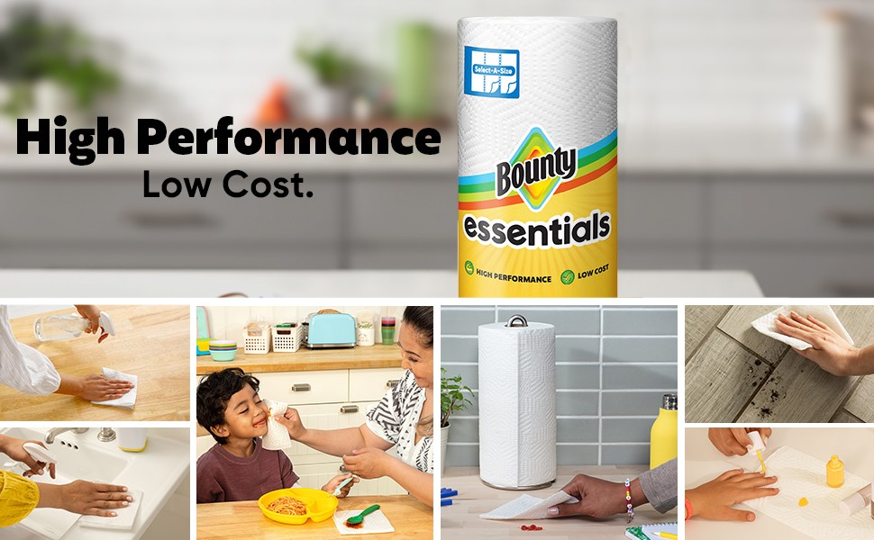 Essentials Select-A-Size Paper Towels, White, 2 Triple Rolls = 6 Regular Rolls