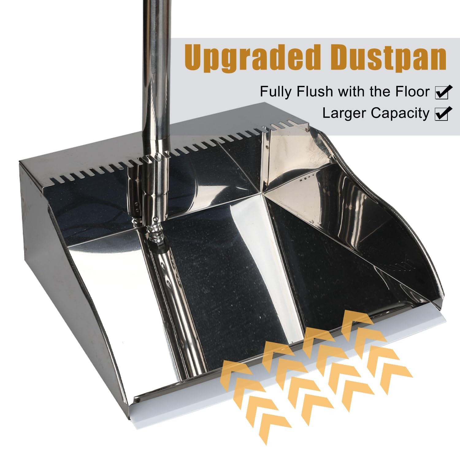 Stainless Steel Dustpan Metal Dustpan with Handle Heavy Duty Dust Pan Upright…