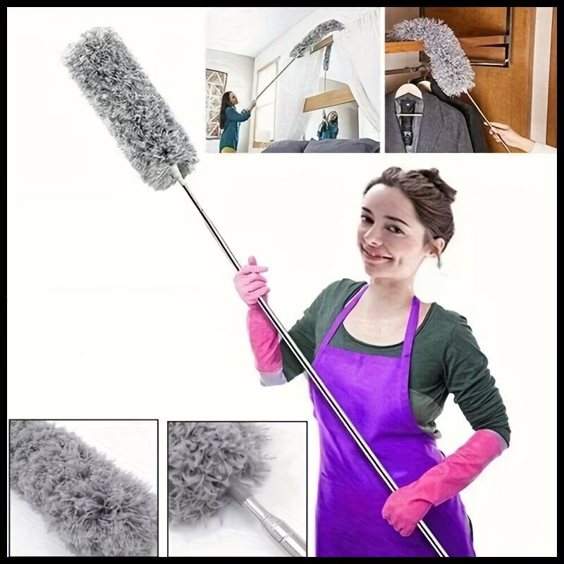 1pc Telescopic Microfiber Dusting Duster, Scratch-Resistant with Bendable…