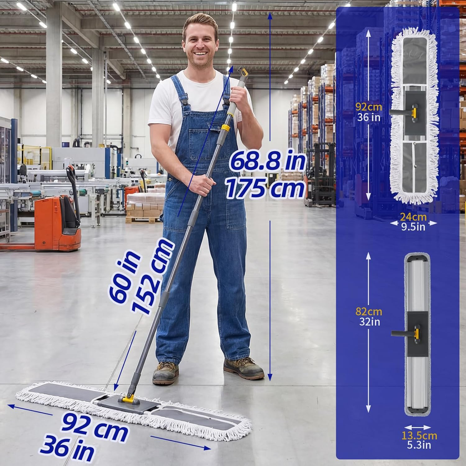 36″ Commercial Dust Mops for Floor Cleaning, Masthome Professional Industrial Mo